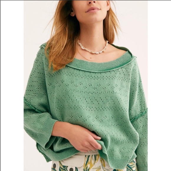 Free People Sand Castle Pointelle Knit Sweater - Picture 2 of 5